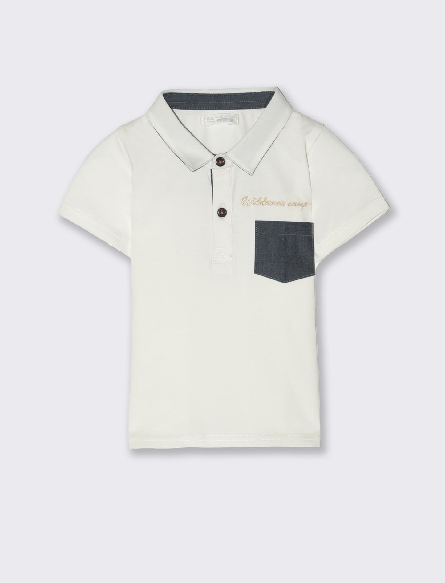 Polo con inserti a contrasto da neonato - Bianco latte