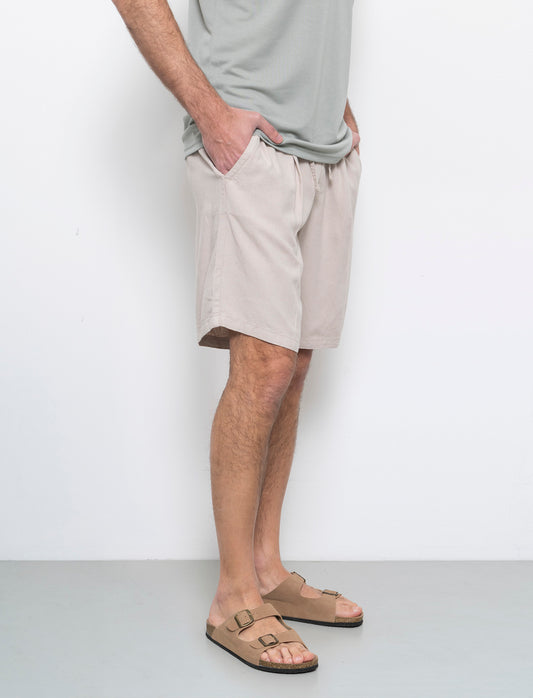 Man's linen blend bermuda jogger shorts - Beige