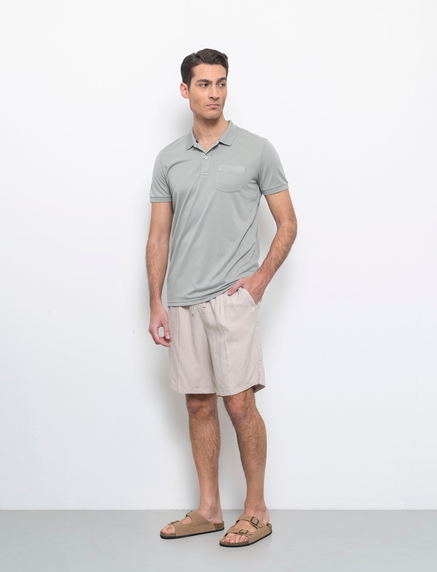 Bermuda jogger misto lino da uomo - Sabbia