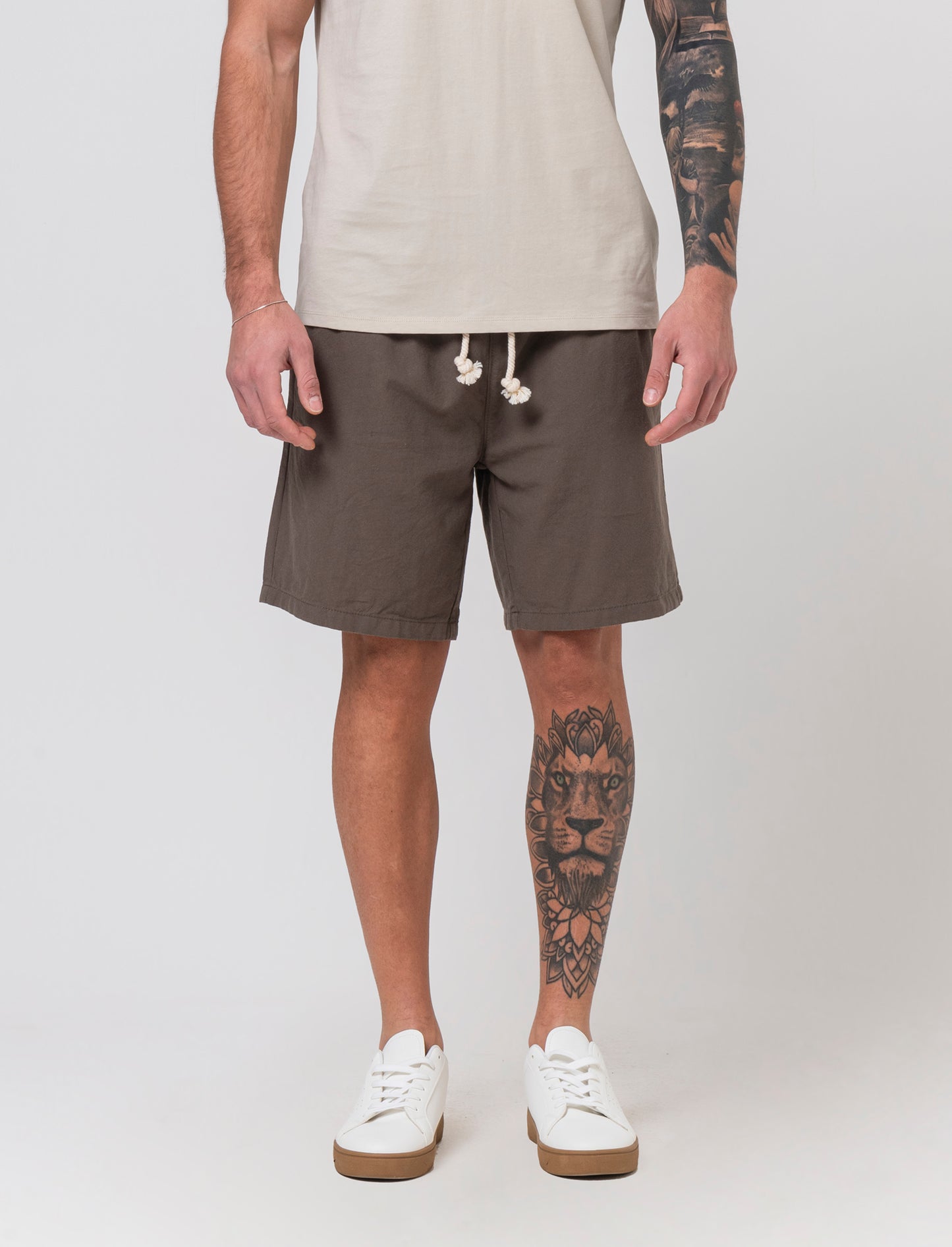 Bermuda jogger tessuto strutturato da uomo - Verde kaki
