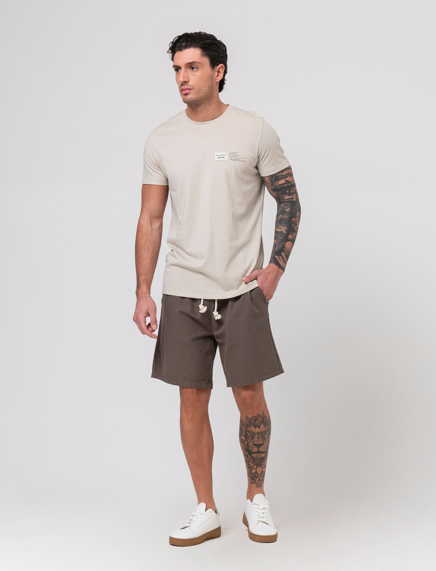 Bermuda jogger tessuto strutturato da uomo - Verde kaki