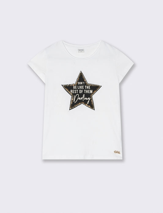 T-shirt fluo con frange colorate - Bianco latte