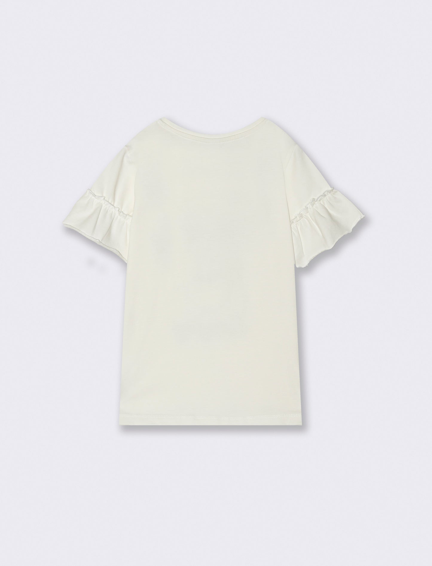 T-shirt elegante da bambina con rouches - Bianco latte
