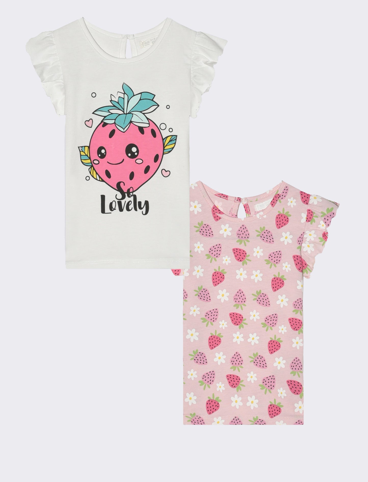 T-shirt bipack con rouches da neonata - Bianco