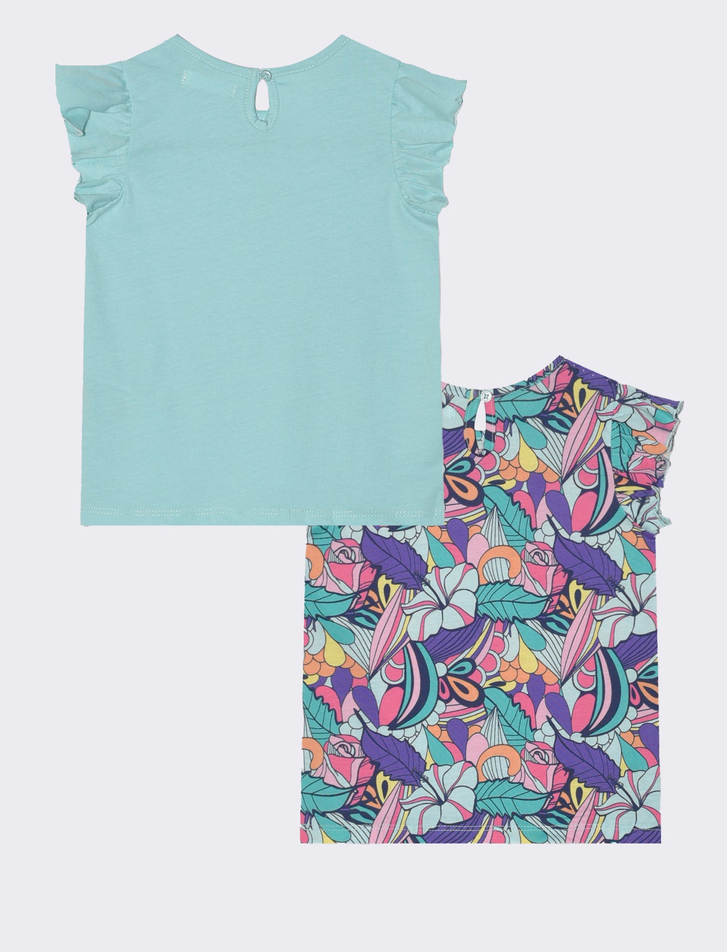 T-shirt bipack con rouches da neonata - Azzurro