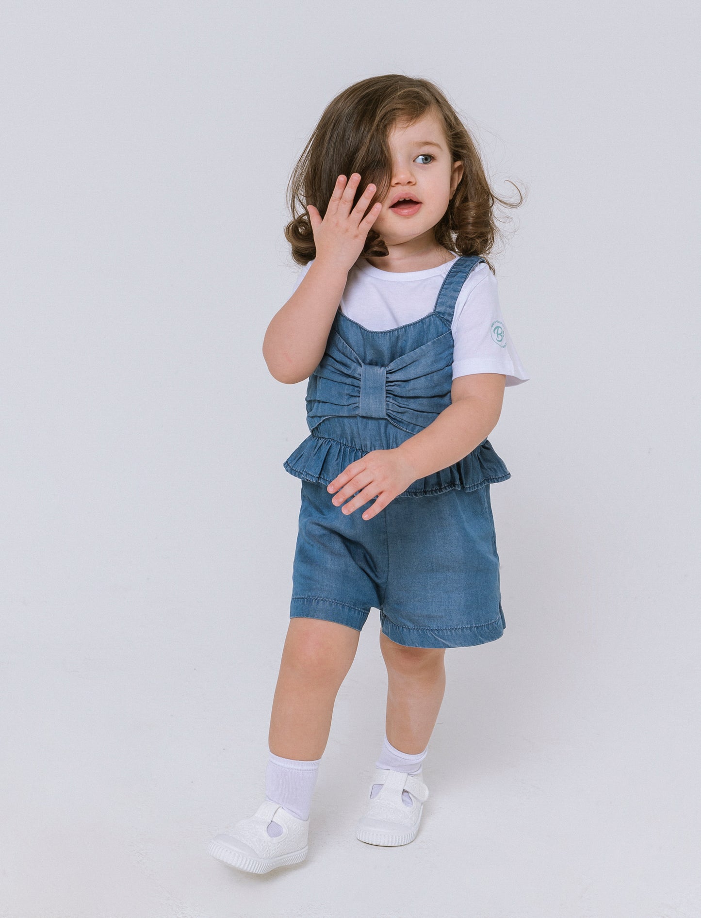 Salopette in chambray da neonata - Denim