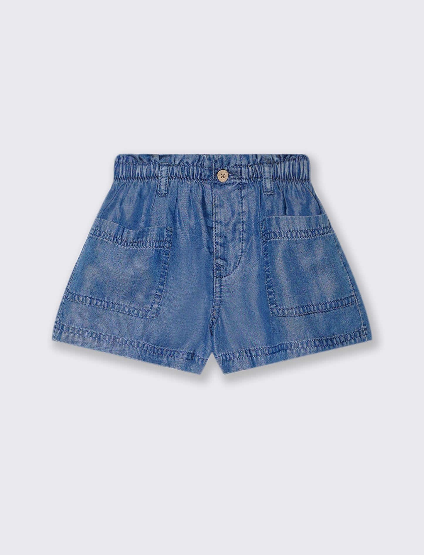 Shorts in tessuto chambray da neonata - Denim