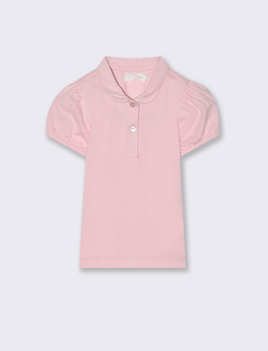 Polo con bottoncini da neonata - Rosa