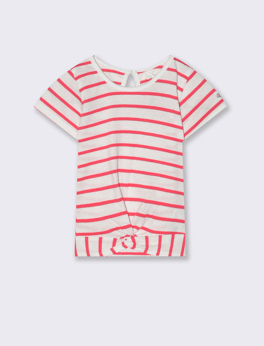 Maglia a righe da neonata - Fuxia