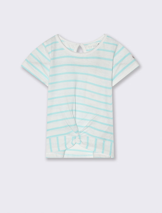 Maglia a righe da neonata - Verde acqua