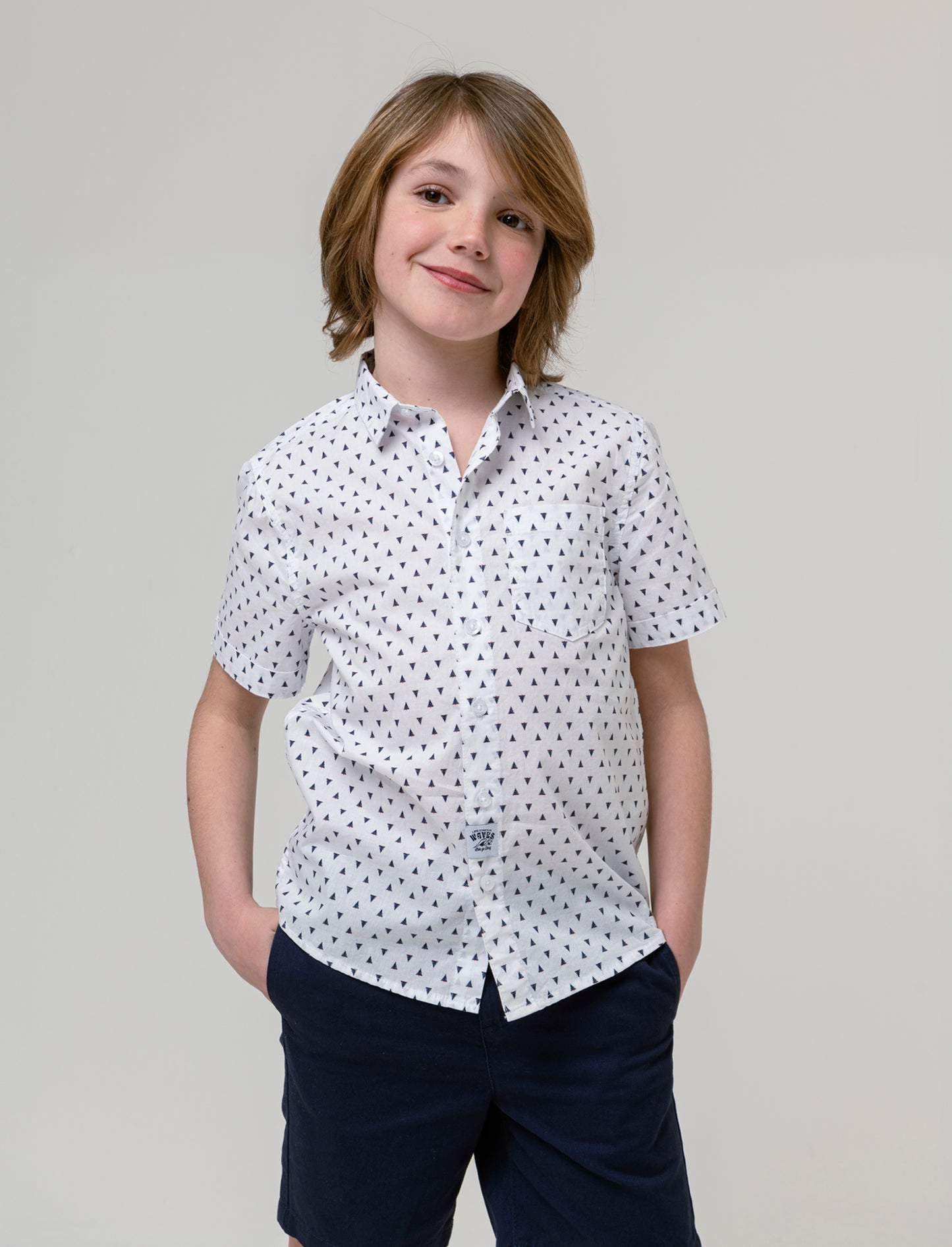 Camicia micro stampa da bambino - Bianco