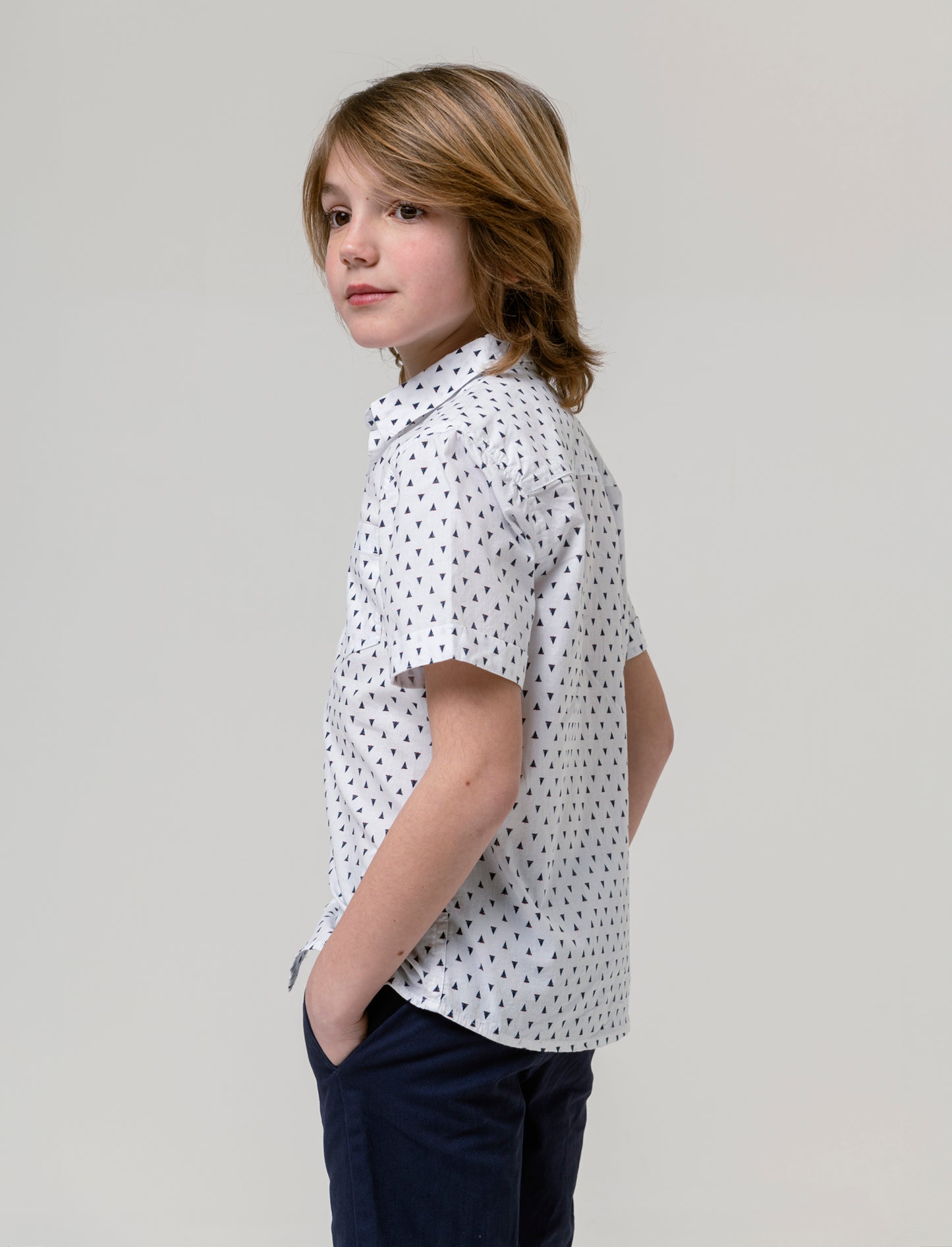 Camicia micro stampa da bambino - Bianco