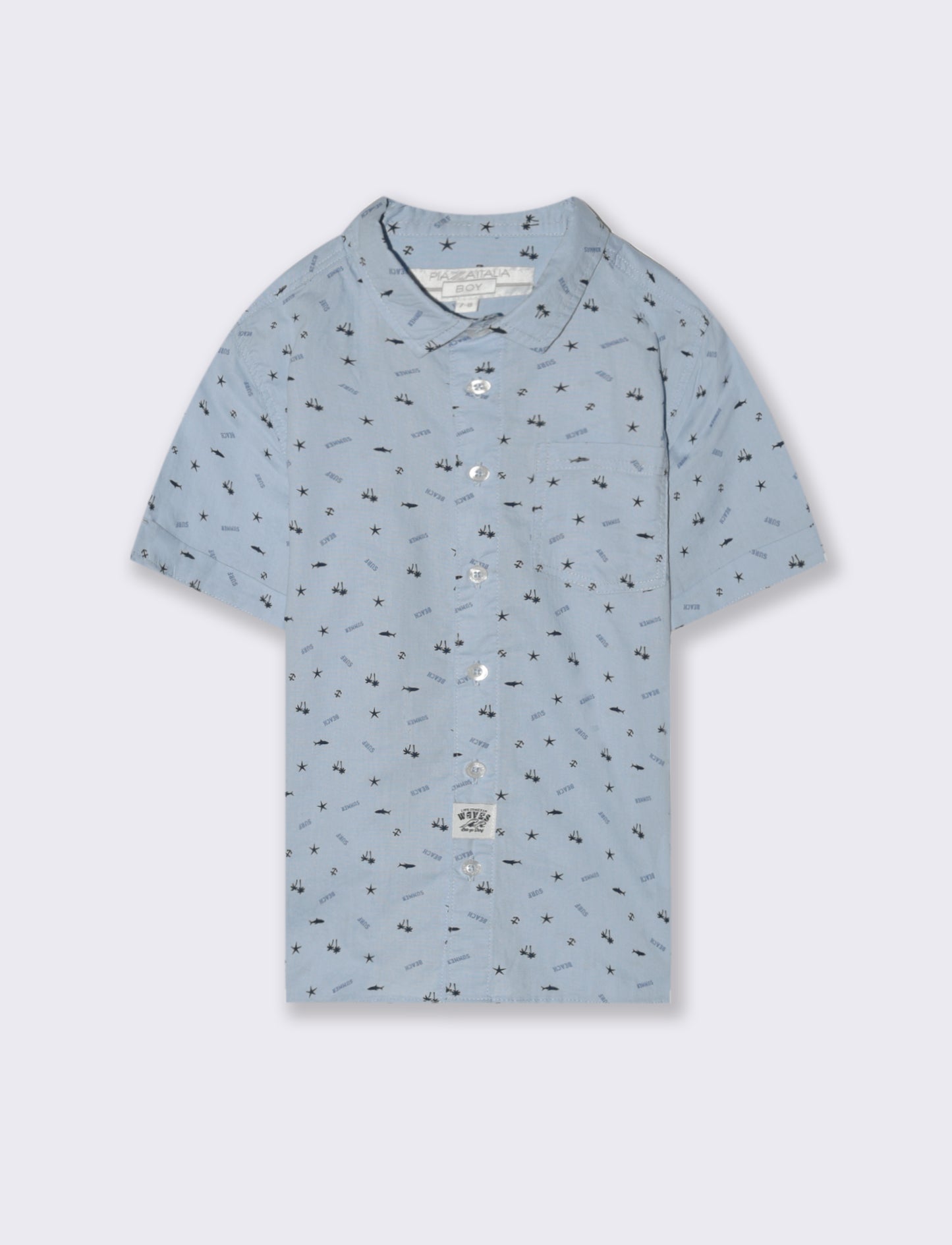 Camicia micro stampa da bambino - Celeste