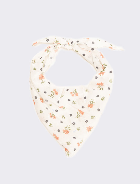 Foulard bambina triangolo fiorellini - Bianco