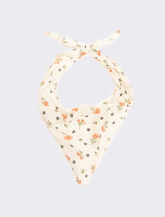 Foulard bambina triangolo fiorellini - Beige
