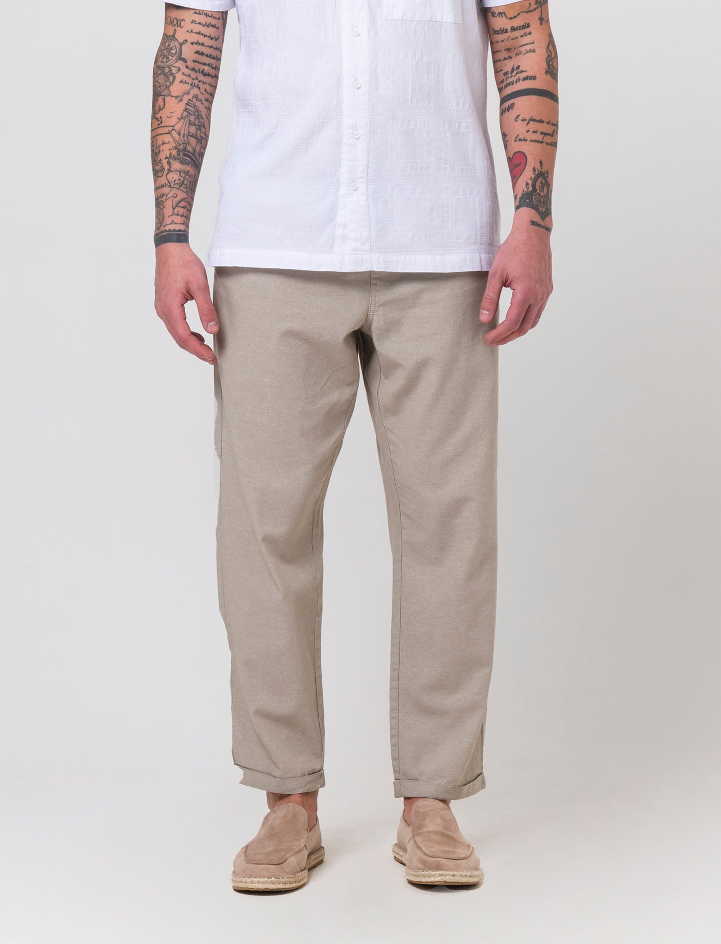 Man's cotton melange effect jogger pants - Green