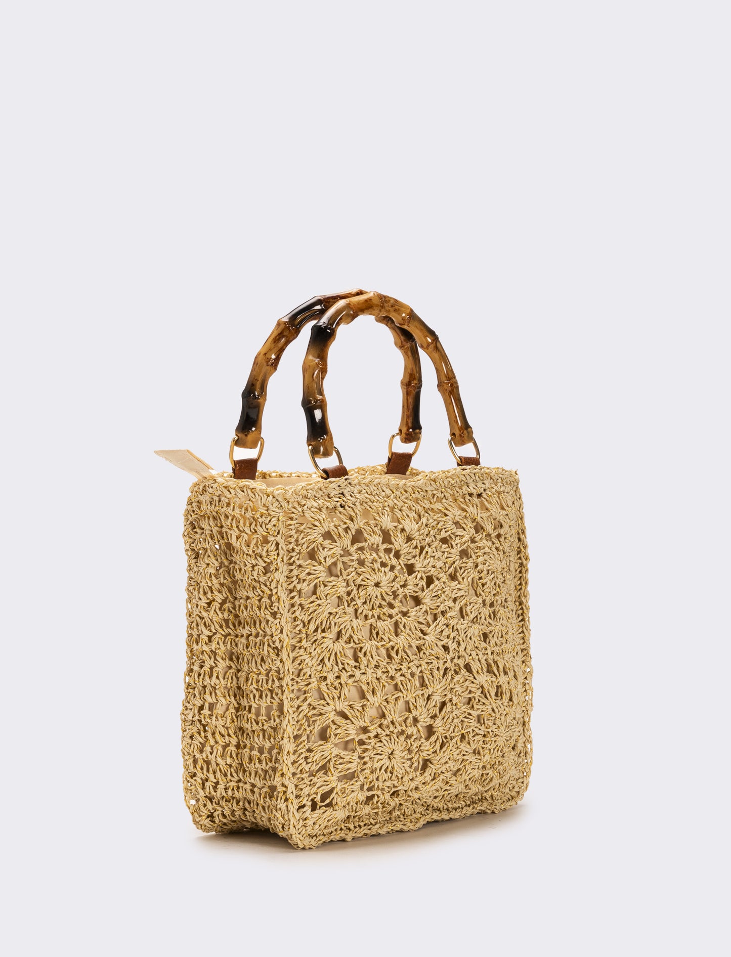 Borsa donna con manico bamboo - Beige