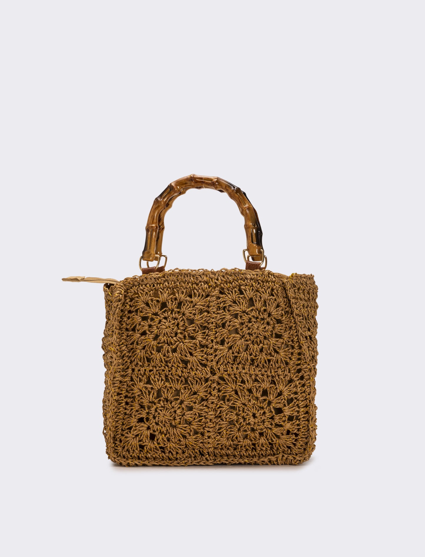 Borsa donna con manico bamboo - Marrone