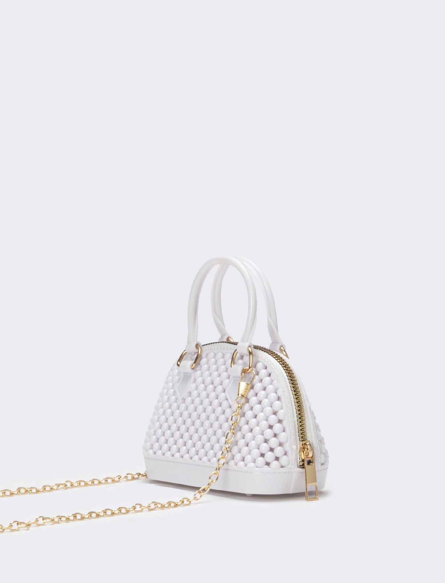 Bauletto bambina con bolle in pvc - Bianco