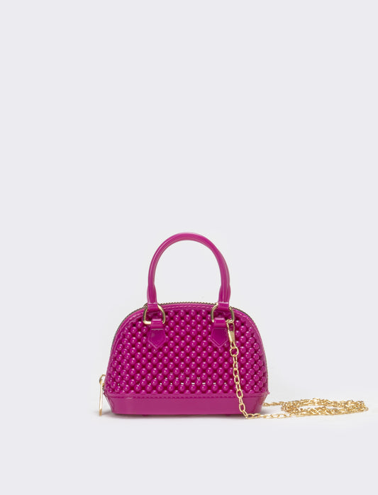 Bauletto bambina con bolle in pvc - Fuxia