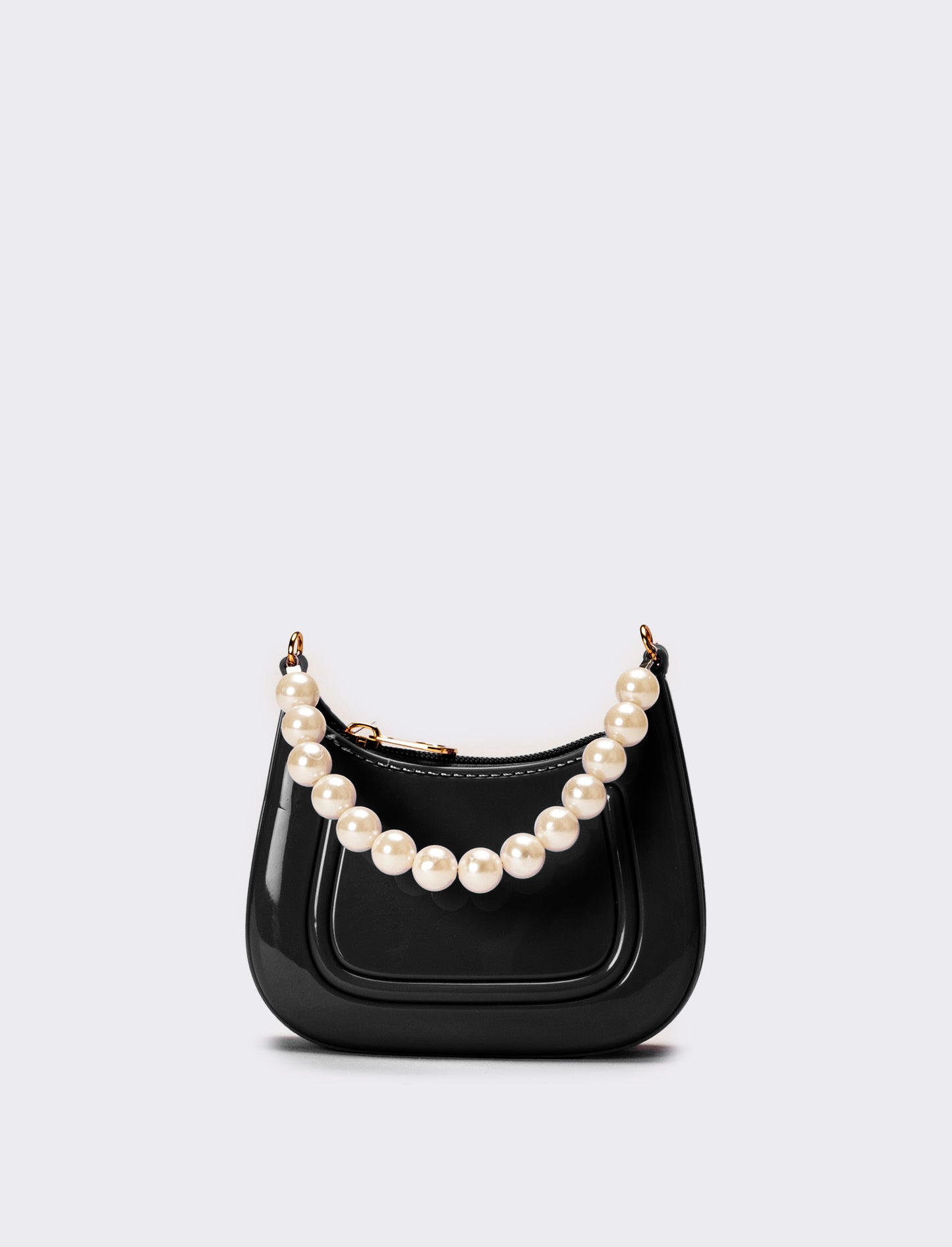 Borsa bambina con manico perle - Nero