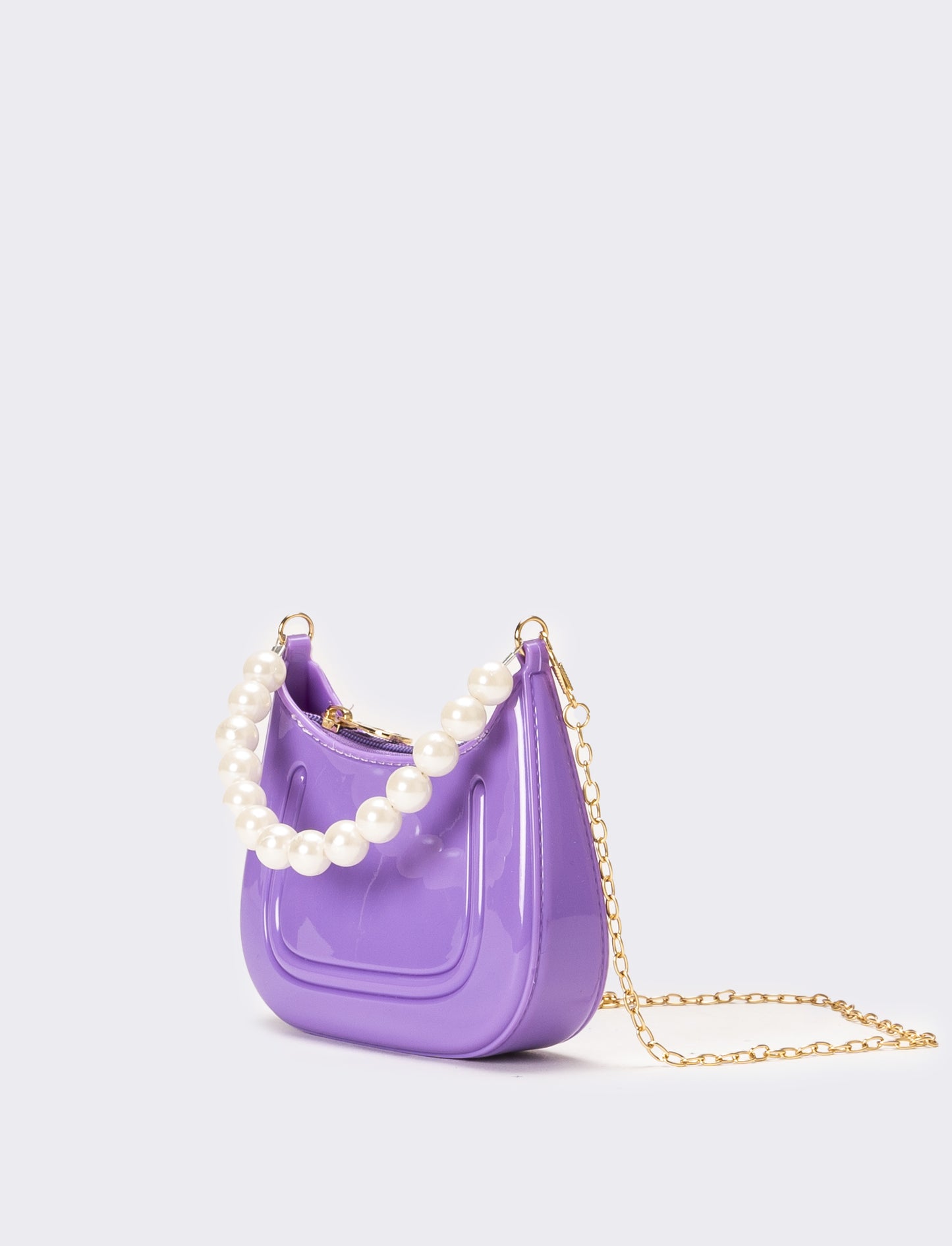 Borsa bambina con manico perle - Lilla