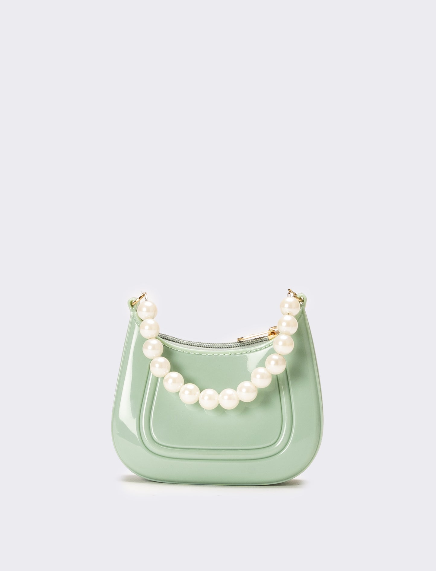 Borsa bambina con manico perle - Verde