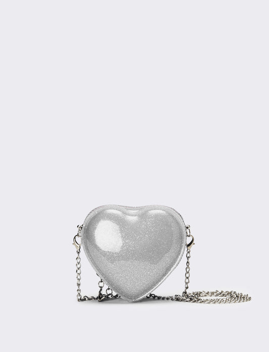 Borsa bambina cuore con glitter - Bianco