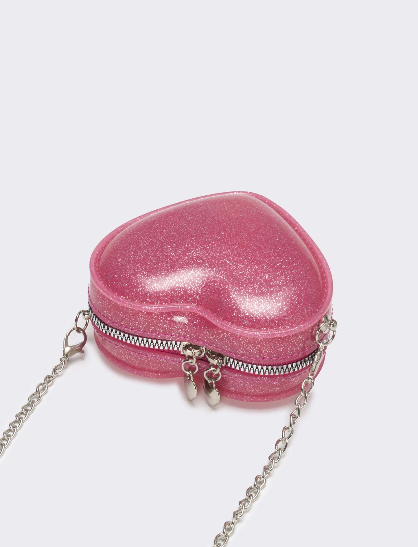Borsa bambina cuore con glitter - Fuxia