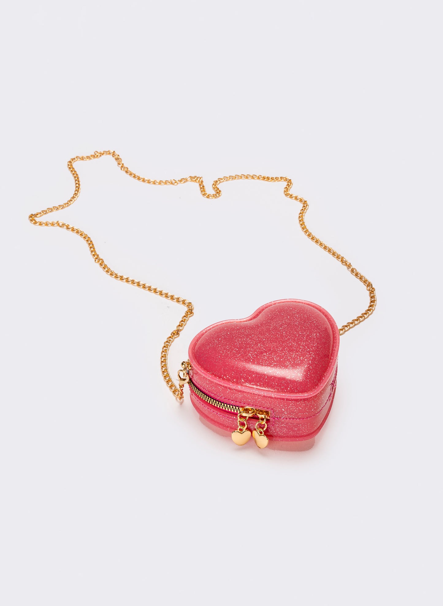 Borsa bambina cuore con glitter - Fuxia