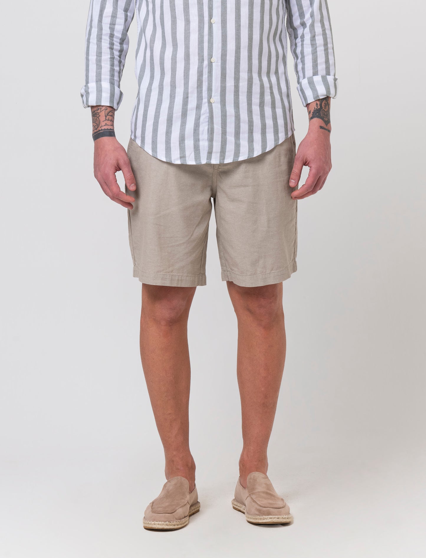 Pantaloni jogger in cotone effetto melange da uomo - Verde salvia