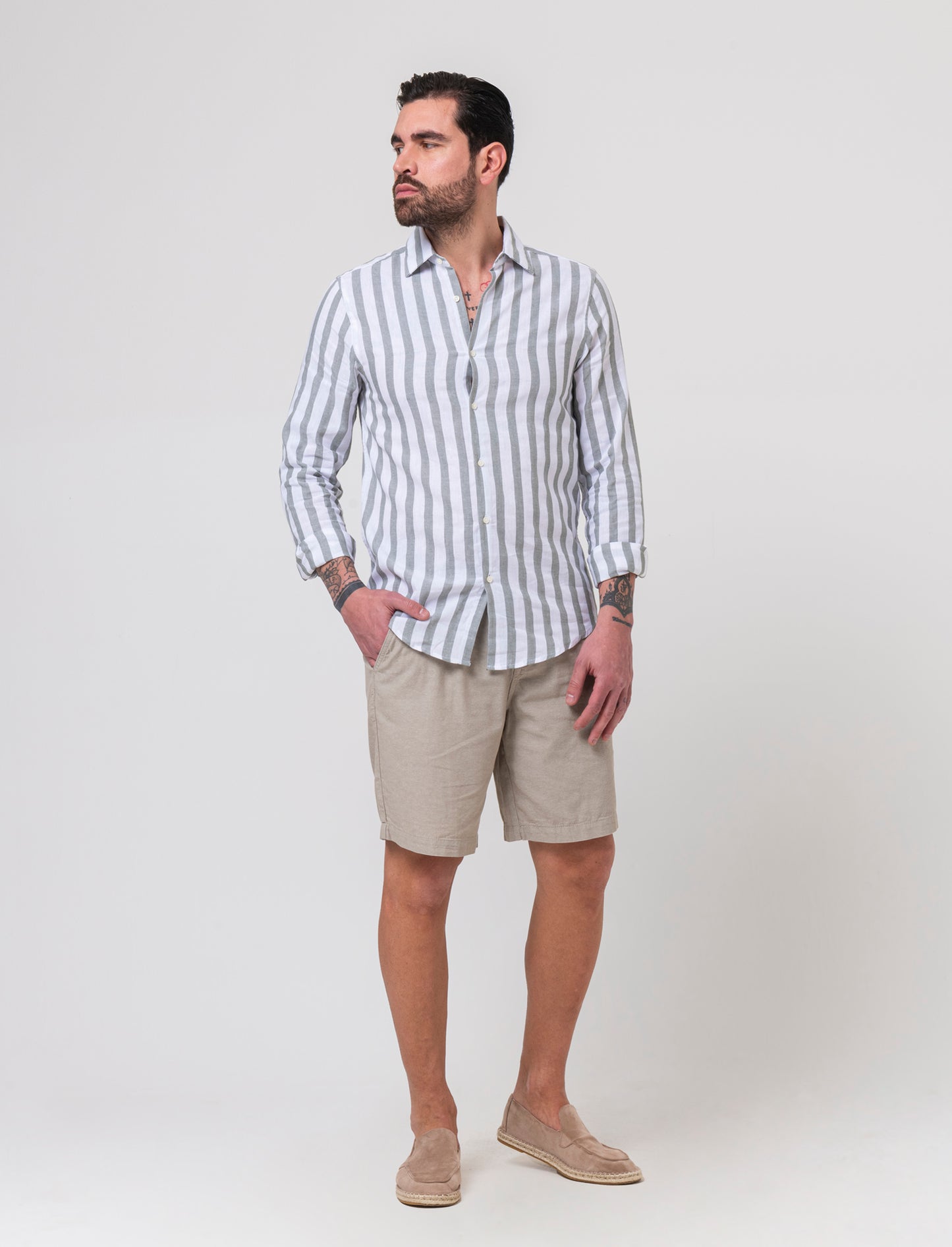 Pantaloni jogger in cotone effetto melange da uomo - Verde salvia