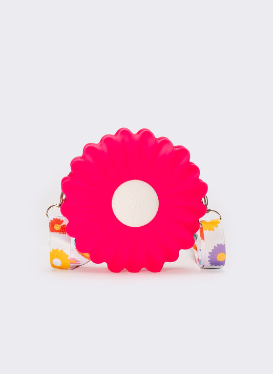 Borsetta bambina soft con fiore e tracolla - Fuxia