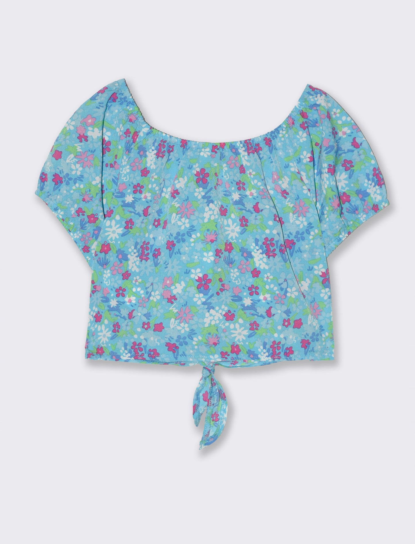 Camicia con nodo da bambina - Turchese