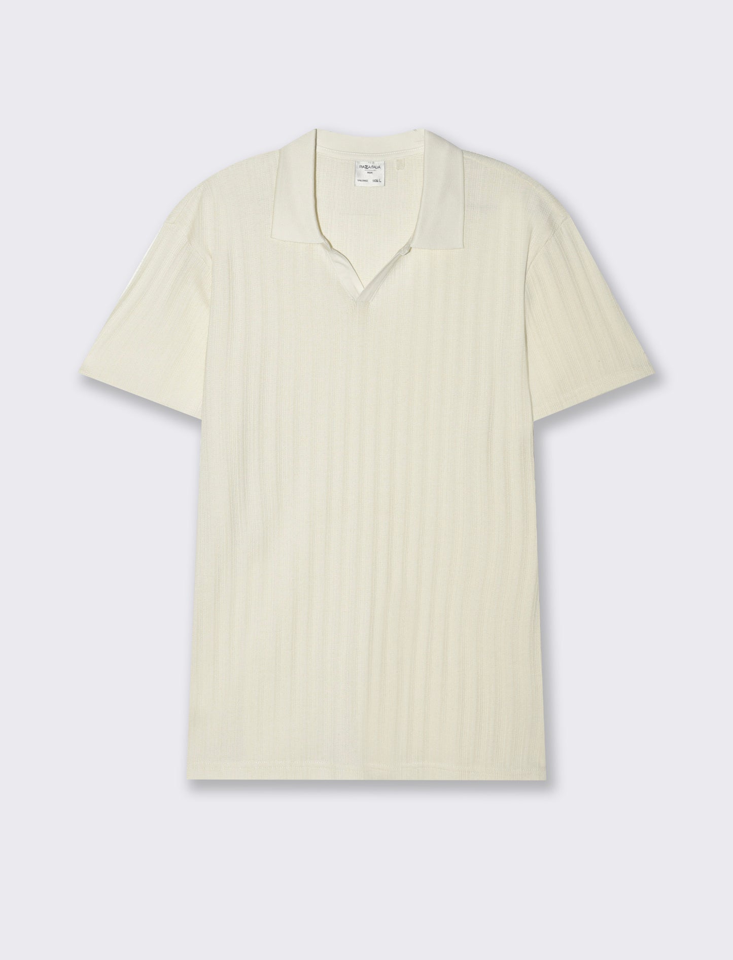 Polo struttura jacquard effetto maglia da uomo - Beige ecru