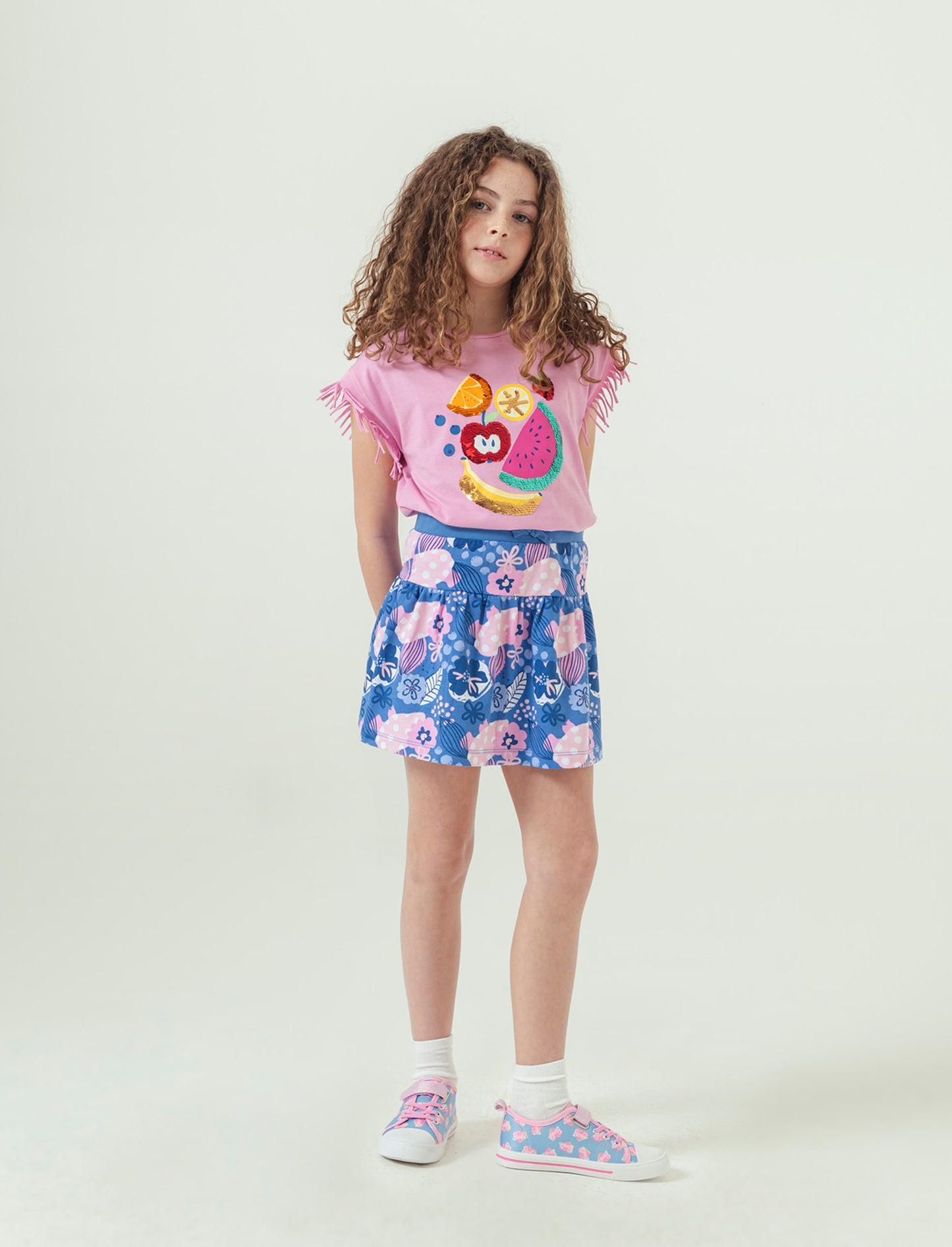 Gonna in felpa da bambina - Rosa