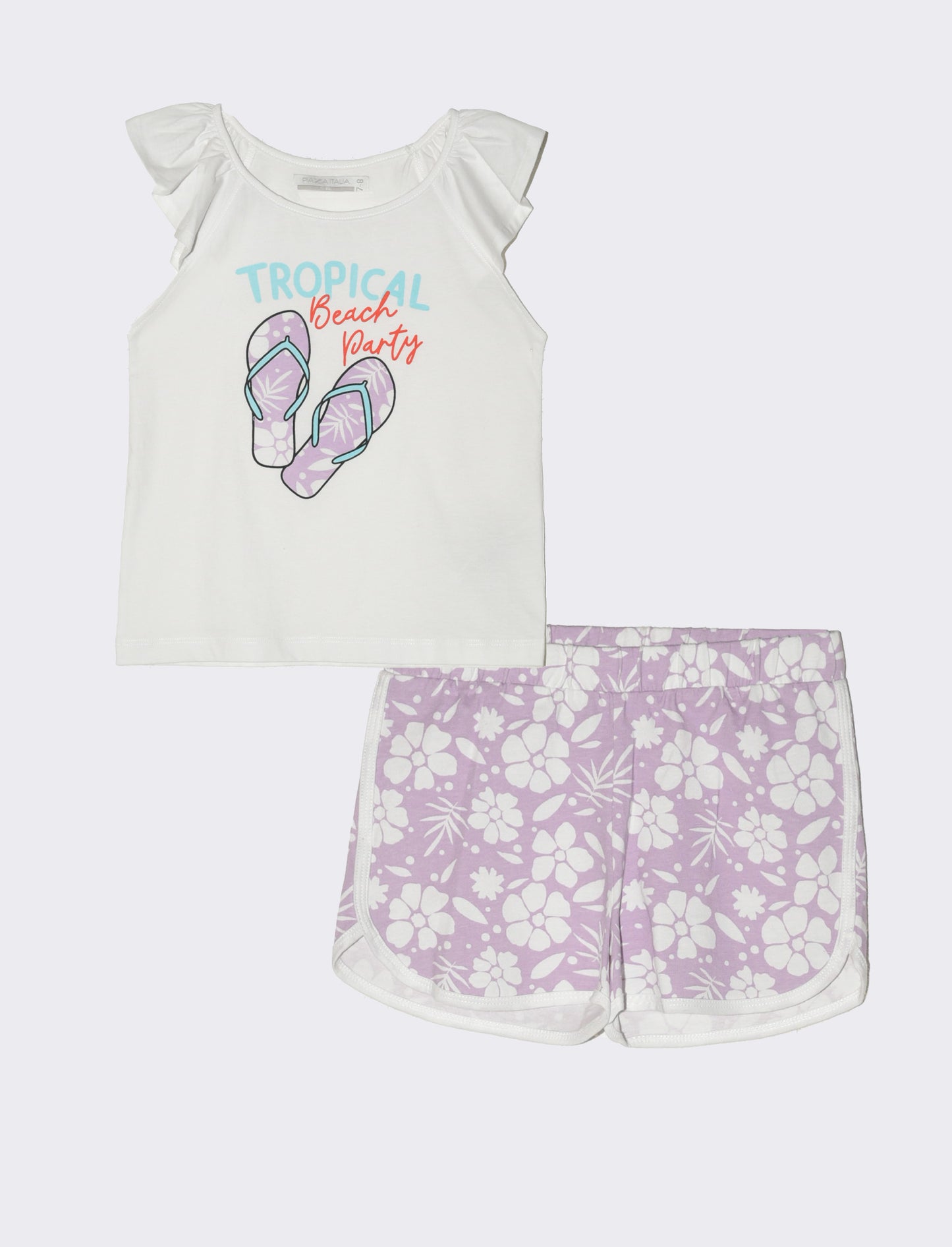 Set 2 pezzi canotta e short da bambina - Lilla