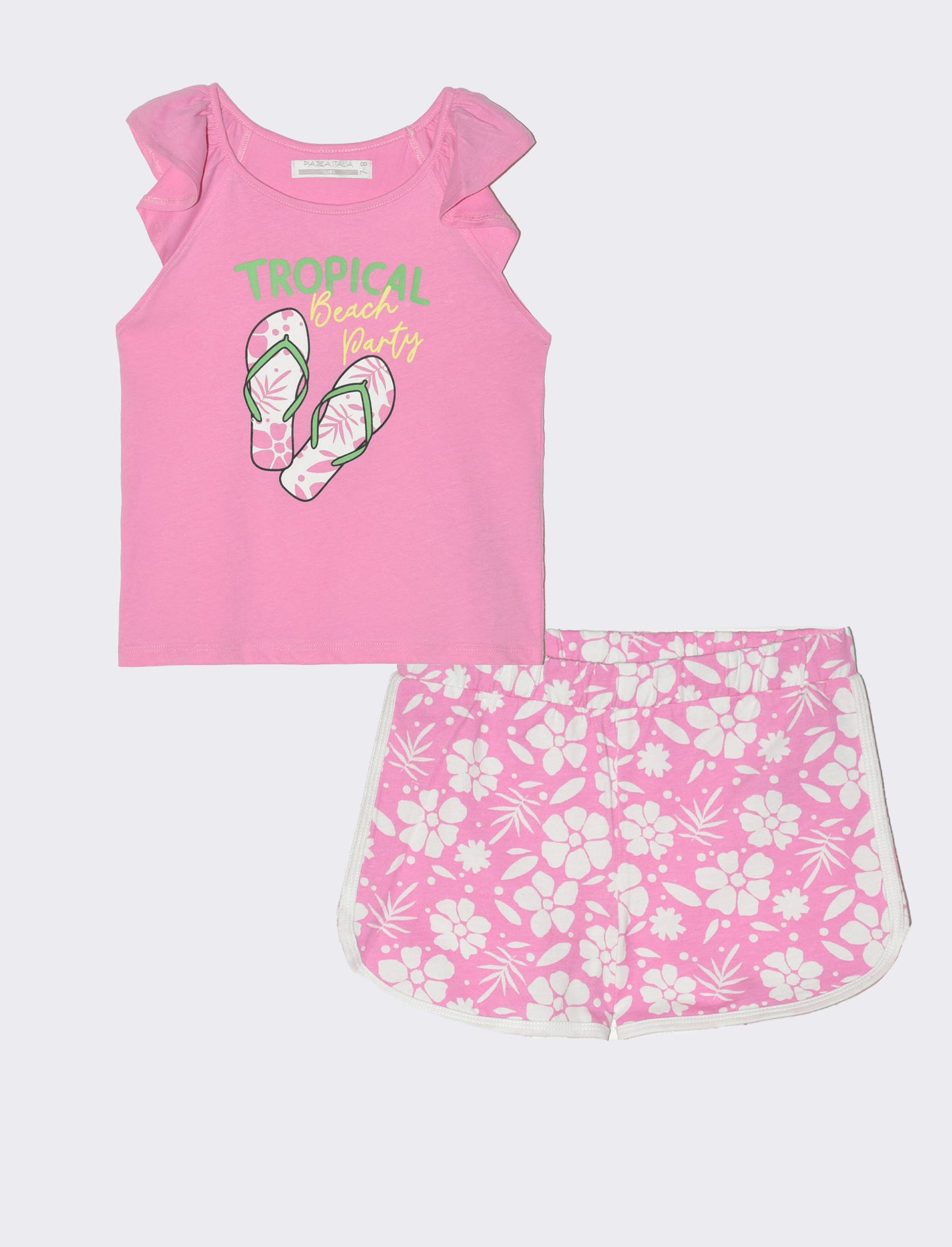 Set 2 pezzi canotta e short da bambina - Rosa