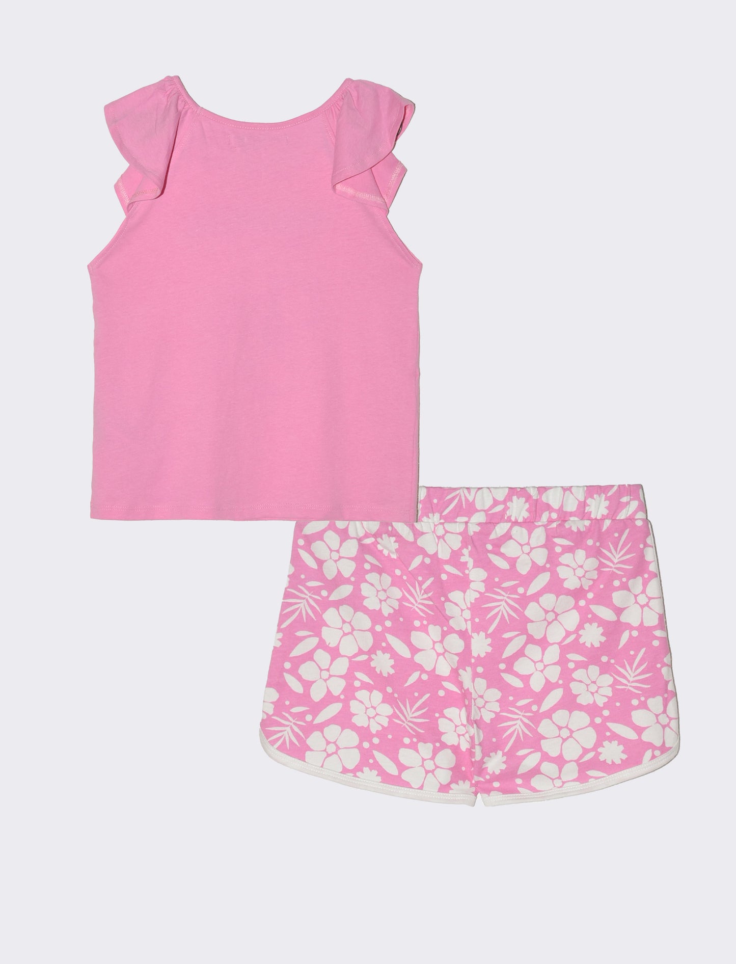 Set 2 pezzi canotta e short da bambina - Rosa