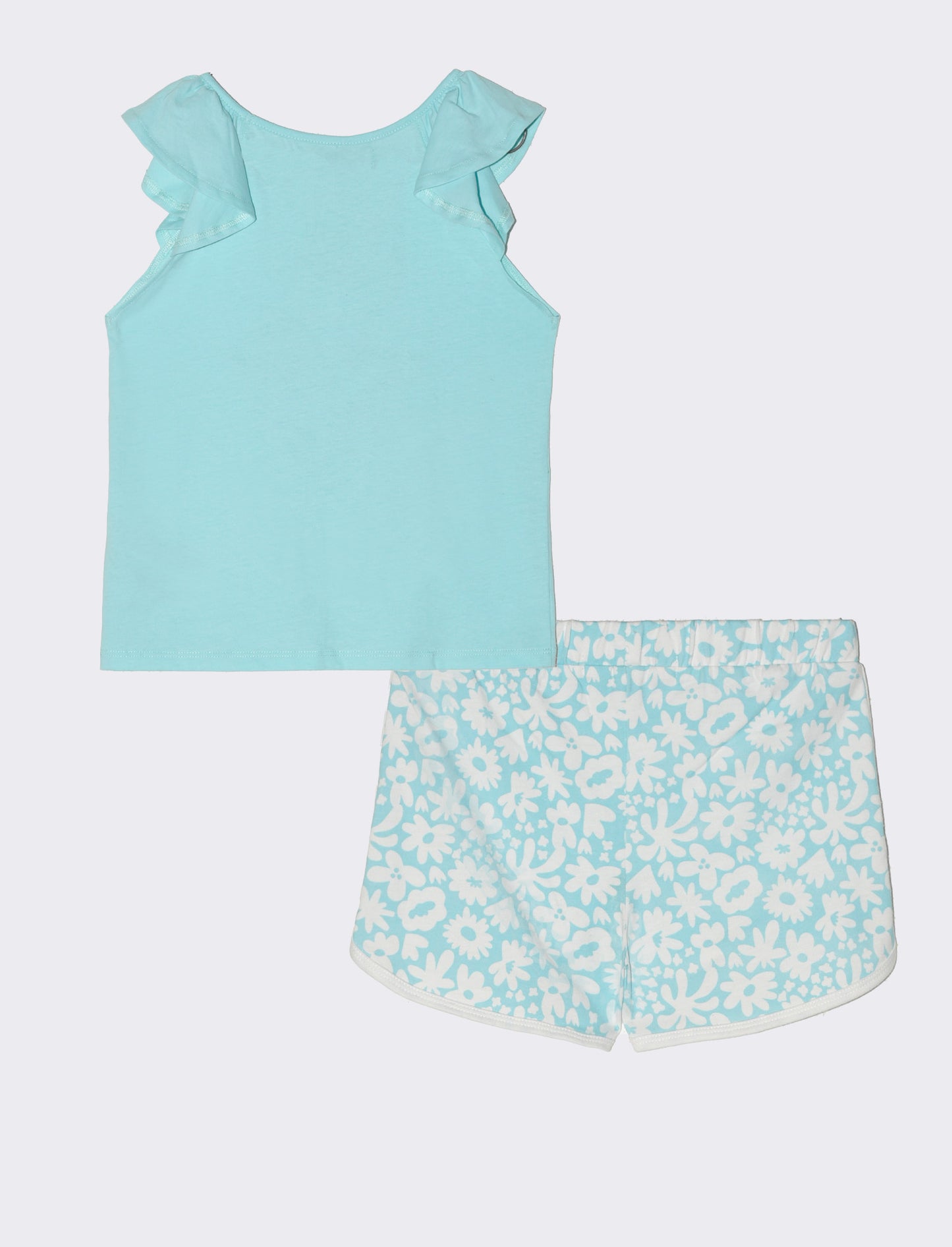 Set 2 pezzi canotta e short da bambina - Verde acqua