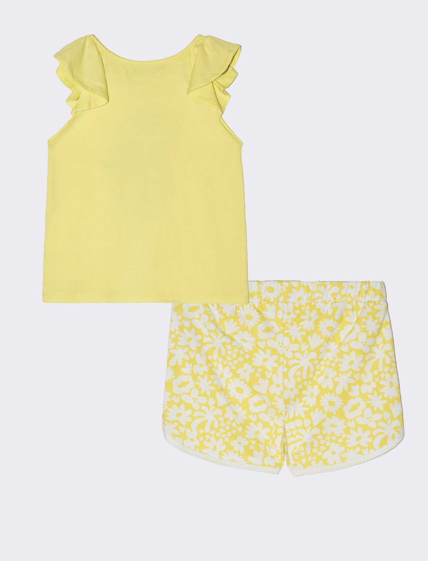 Set 2 pezzi canotta e short da bambina - Giallo