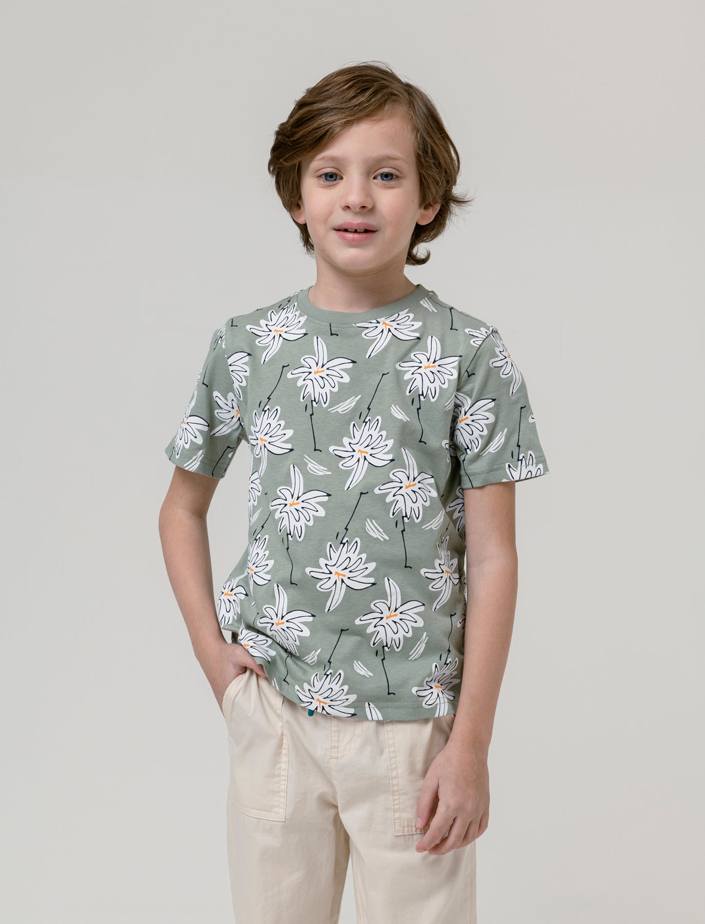 T- shirt stampata da bambino - Verde salvia