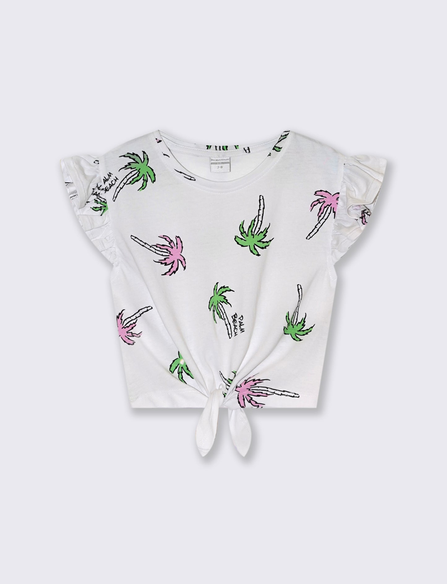 T-shirt stampata con nodo al fondo da bambina - Fantasia