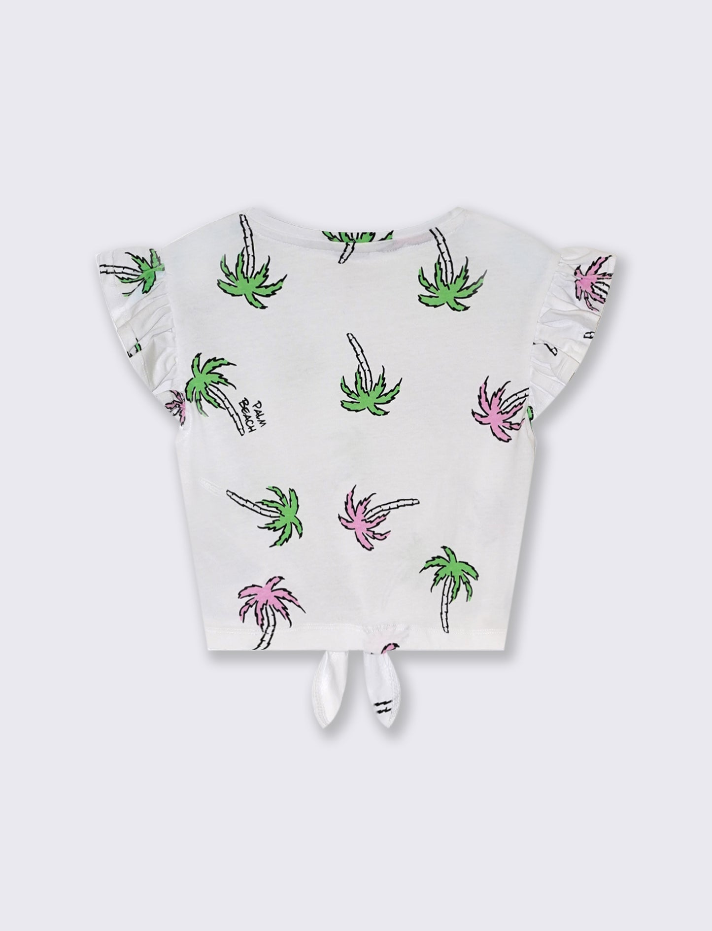 T-shirt stampata con nodo al fondo da bambina - Fantasia
