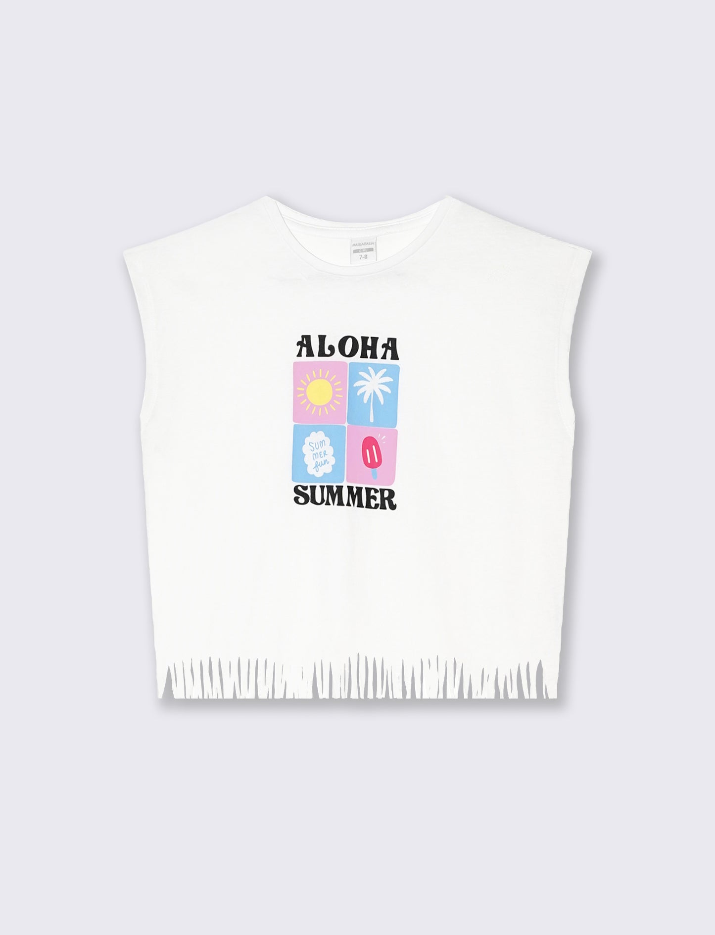 T-shirt frange da bambina - Bianco