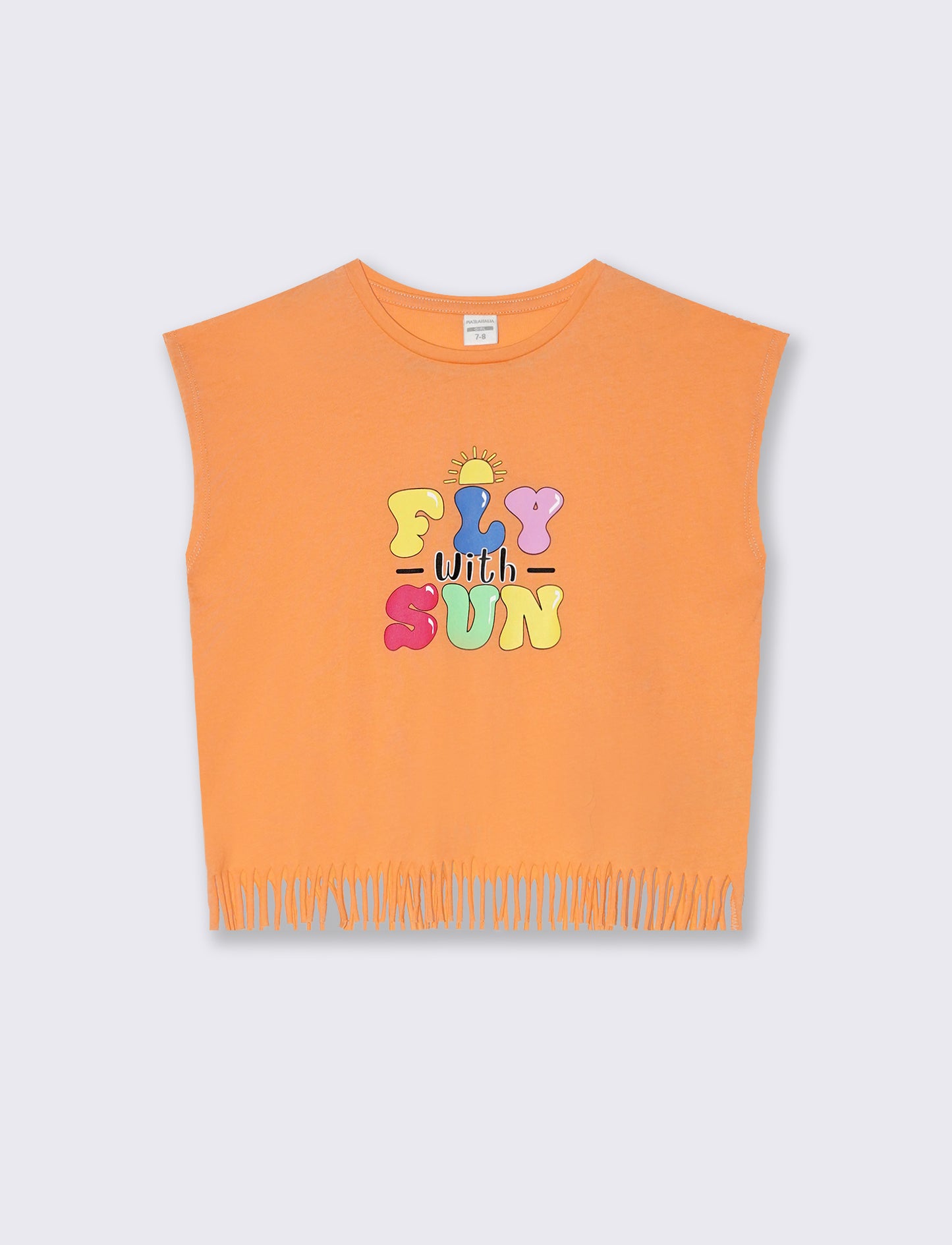 T-shirt frange da bambina - Arancione