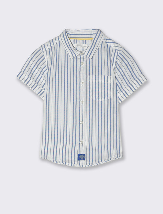 Camicia tinto filo da neonato - Bianco