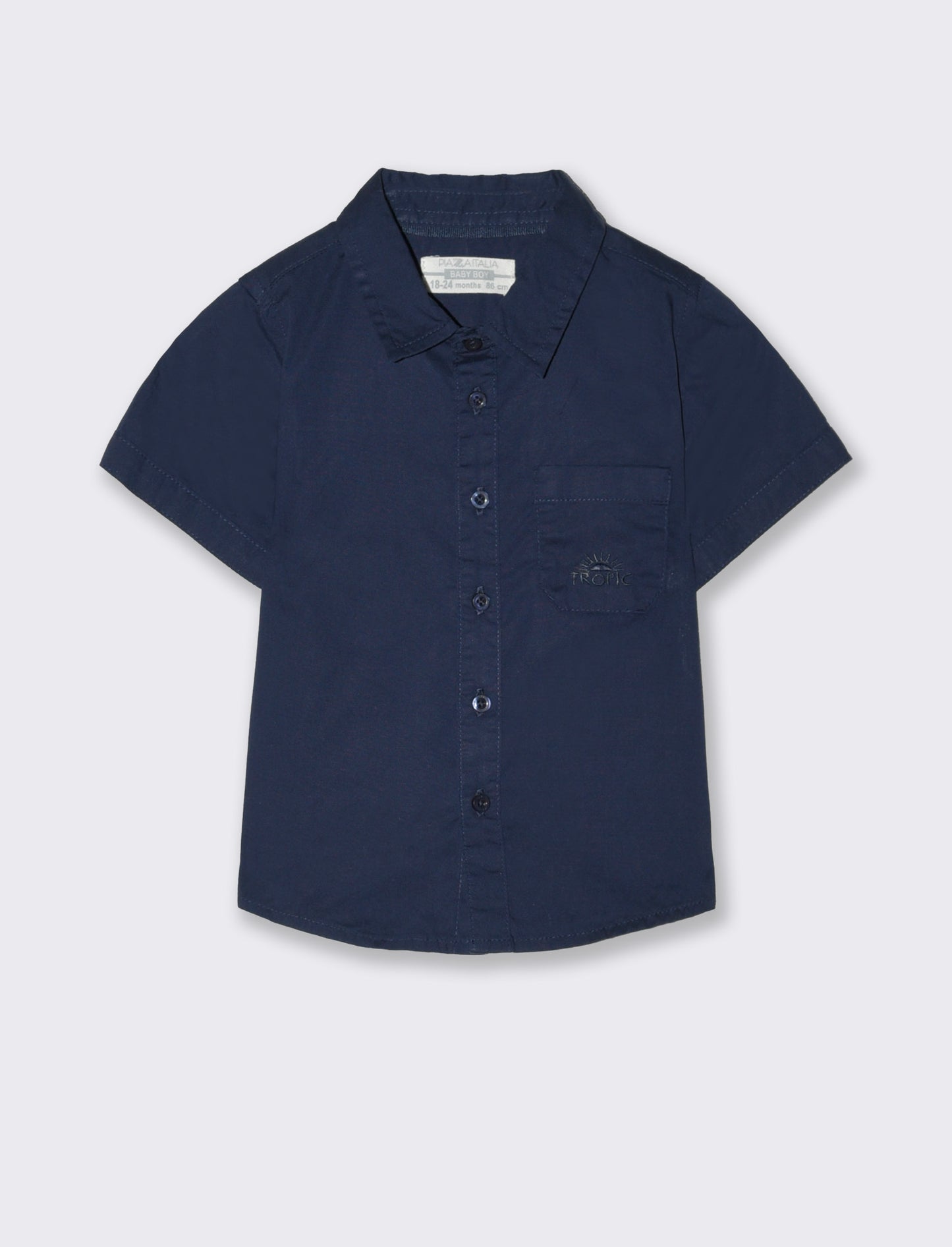 Camicia con ricamino da neonato - Blu