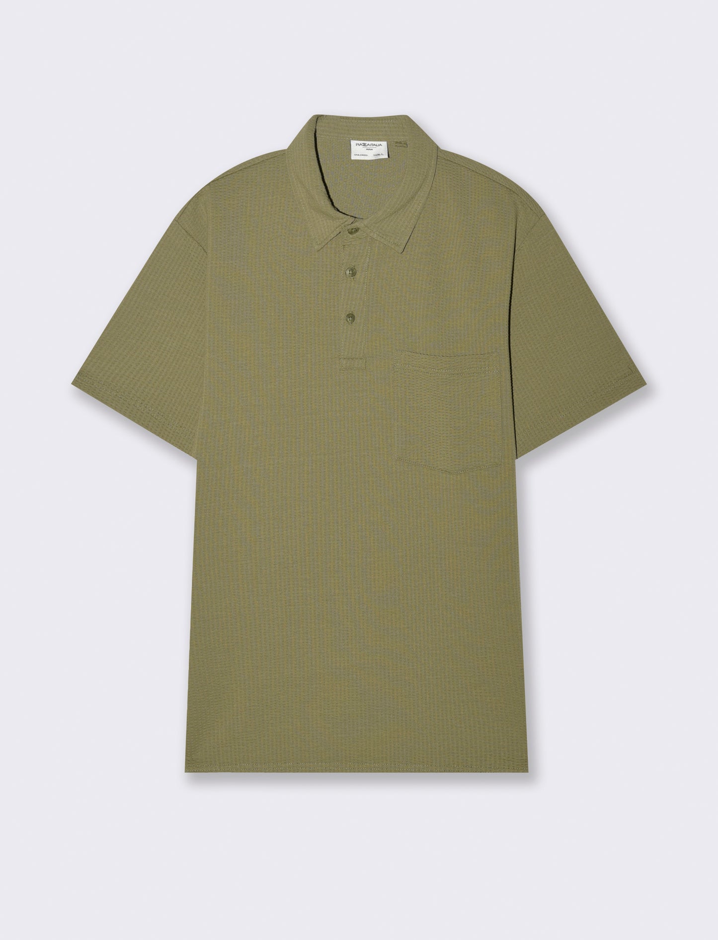 Polo seersucker collo derby da uomo - Verde salvia