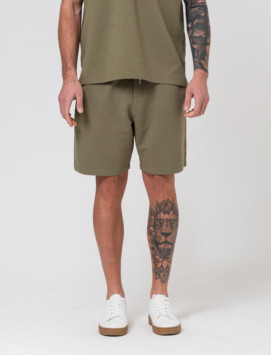 Bermuda jogger in seer sucker da uomo - Verde salvia